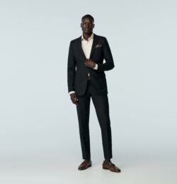 Indochino Men's Custom Stockport Wool Linen Black Suit