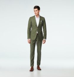 Indochino Men's Custom Stockport Wool Linen Olive Green Suit