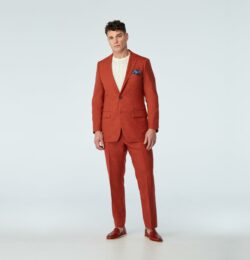 Indochino Men's Custom Stockport Wool Linen Rust Brown Suit