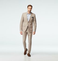 Indochino Men's Custom Stockport Wool Linen Sand Brown Suit