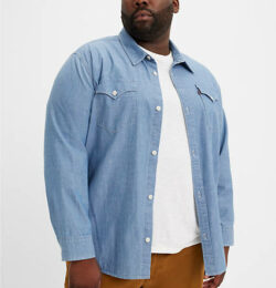 Levi's Relaxed Fit Western Shirt Chambray (Big) - Men's L