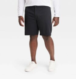 Men's Big & Tall 9" Flat Front Tech Chino Shorts - Goodfellow & Co™ Black 46