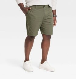 Men's Big & Tall 9" Flat Front Tech Chino Shorts - Goodfellow & Co™ Olive Green 44