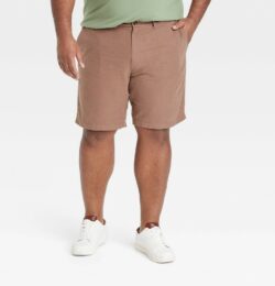 Men's Big & Tall Every Wear 9" Slim Fit Flat Front Chino Shorts - Goodfellow & Co™ Brown 44