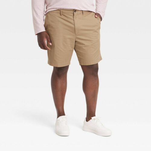 Men's Big & Tall Every Wear 9" Slim Fit Flat Front Chino Shorts - Goodfellow & Co™ Sculptural Tan 46