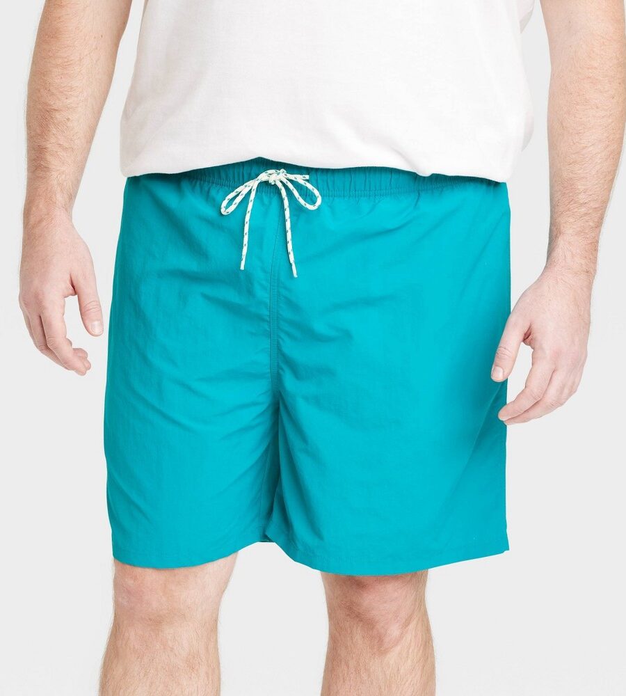 Men's Big & Tall 7" Swim Shorts - Goodfellow & Co™ Aqua Blue 5XL