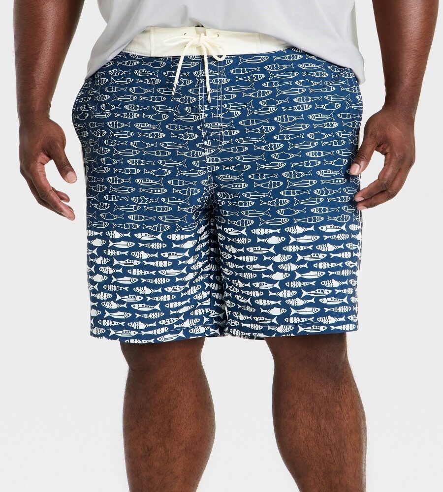 Men's Big & Tall 9'' Swim Trunks - Goodfellow & Co™ Dark Blue 5XL