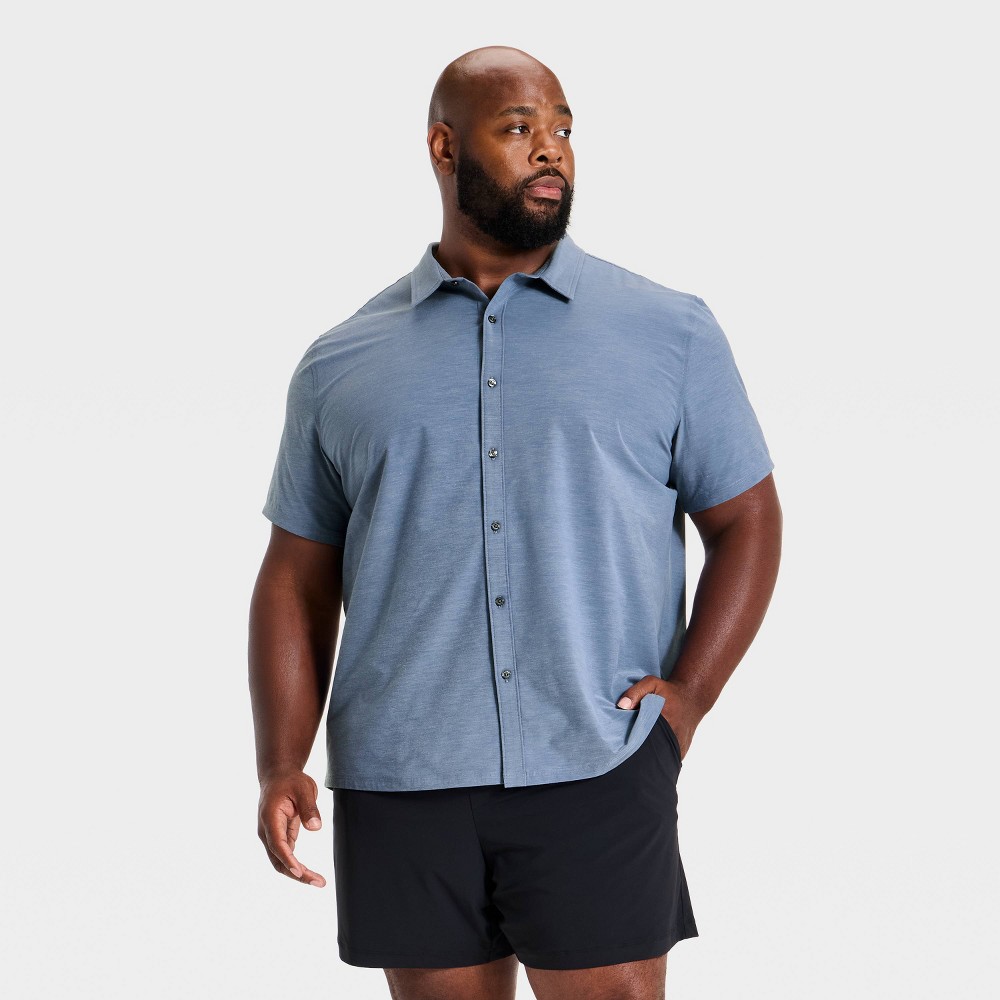 Cooling Travel Button-Up Shirt – Blue